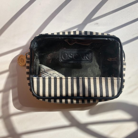 Vintage OSCAR DE LA RENTA Striped Cosmetic Case - Picture 1 of 2